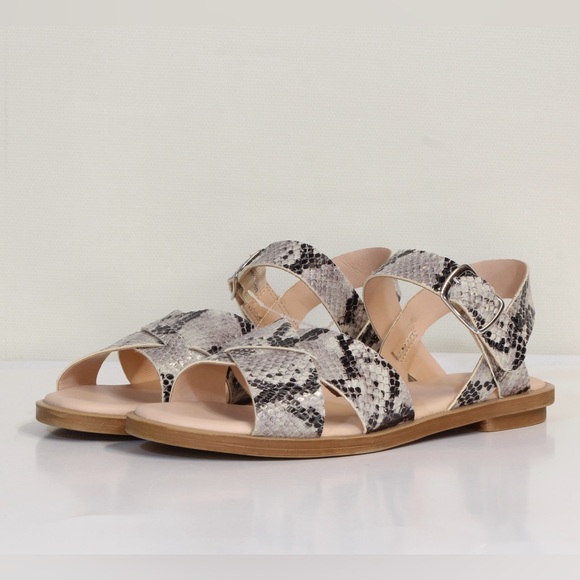 Clarks Women's Slingback Willow Gild Grey Snake Python Sandals NWT - Picture 9 of 11